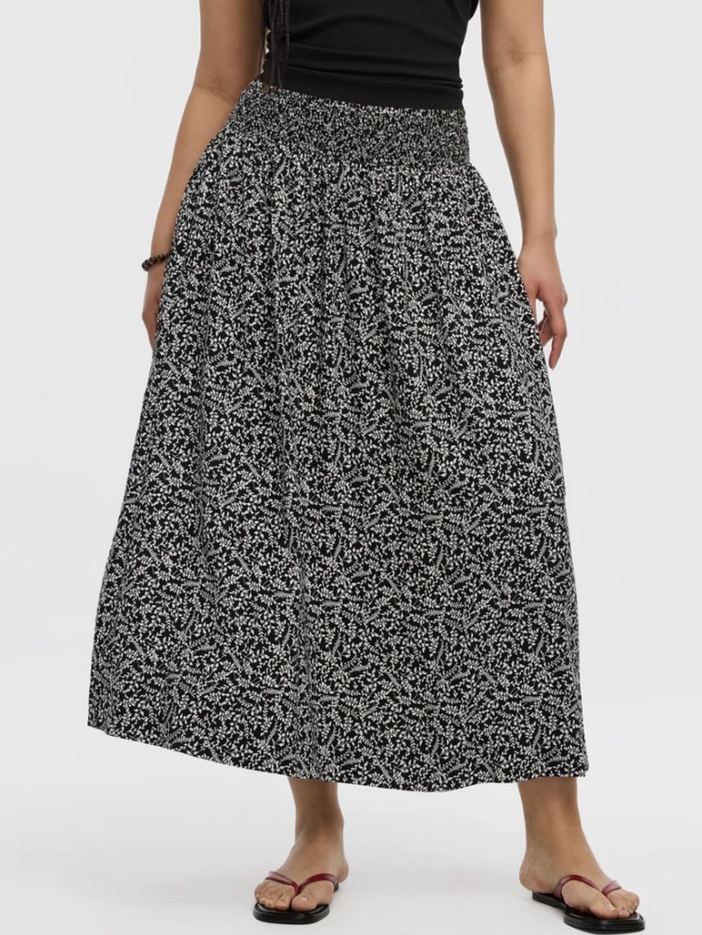 Reitmans A-Line Black & White Maxi Skirt